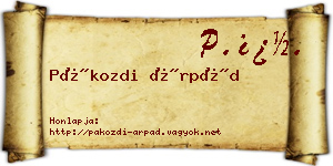 Pákozdi Árpád névjegykártya