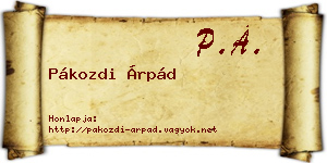 Pákozdi Árpád névjegykártya